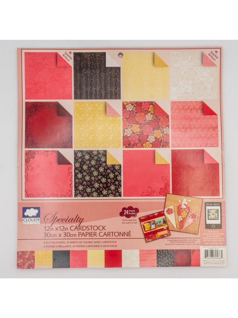 CLOUD 9 DESIGN Specialty 12x12 Cardstock Paper 21/24  Sheets Floral Red Black